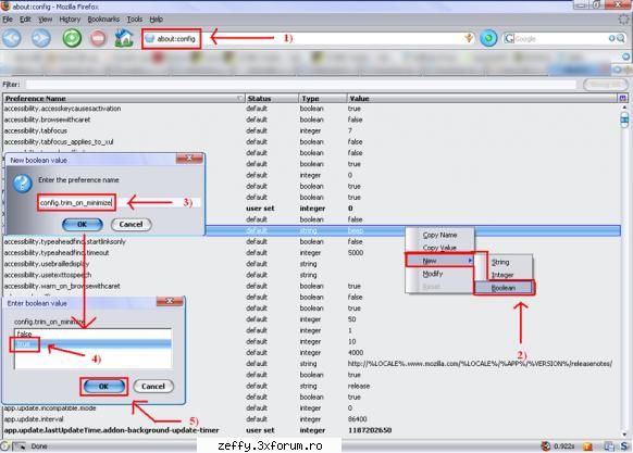 economie de ram in firefox - 1) about 2) new > boolean 3) - software